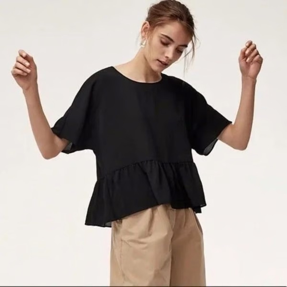 Aritzia Wilfred Macee Peplum Blouse | Size XXS | Black